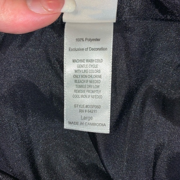 JONQUIL Black Satin Nightshirt w/ Red Trim size large - Picture 5 of 7